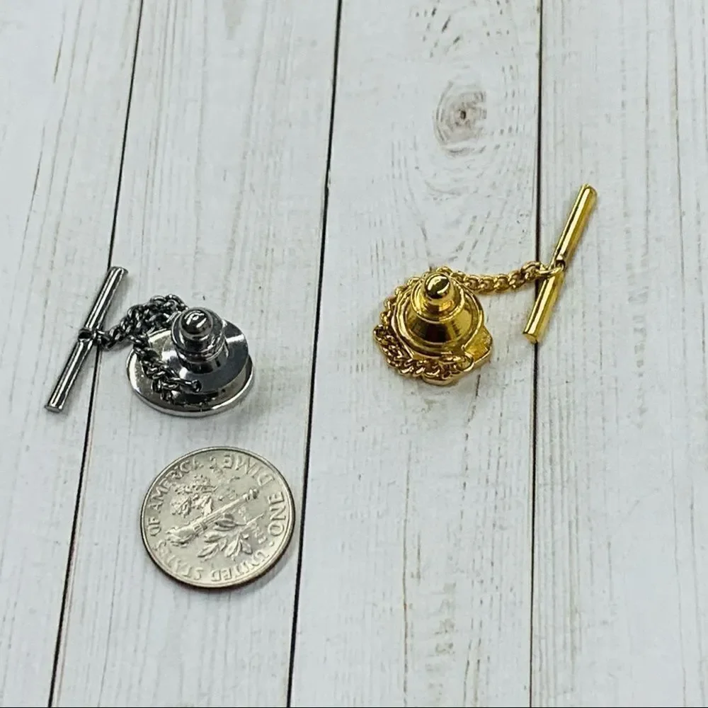 Silver and Gold Initial A Tie Pins‎